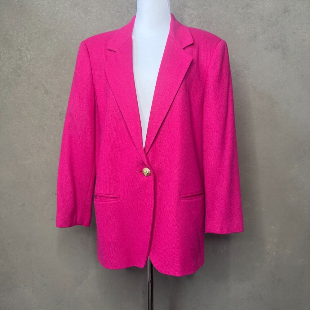 Vintage Savannah Hot Pink 100% Wool Blazer As Is Fits L